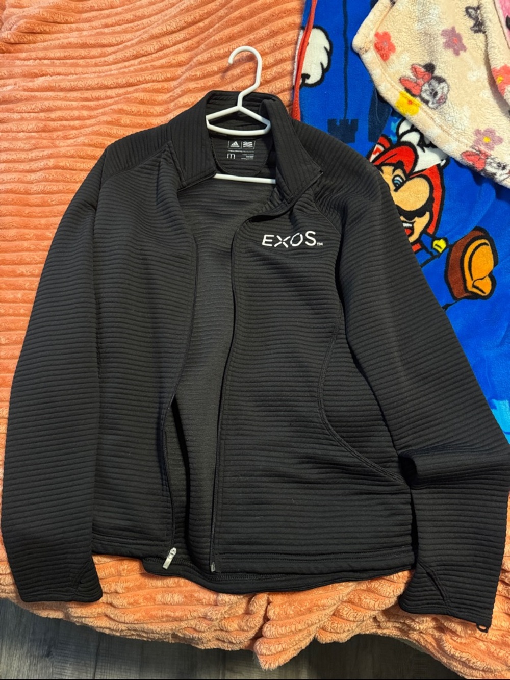 adidas EXOS Black Ribbed Full-Zip Jacket